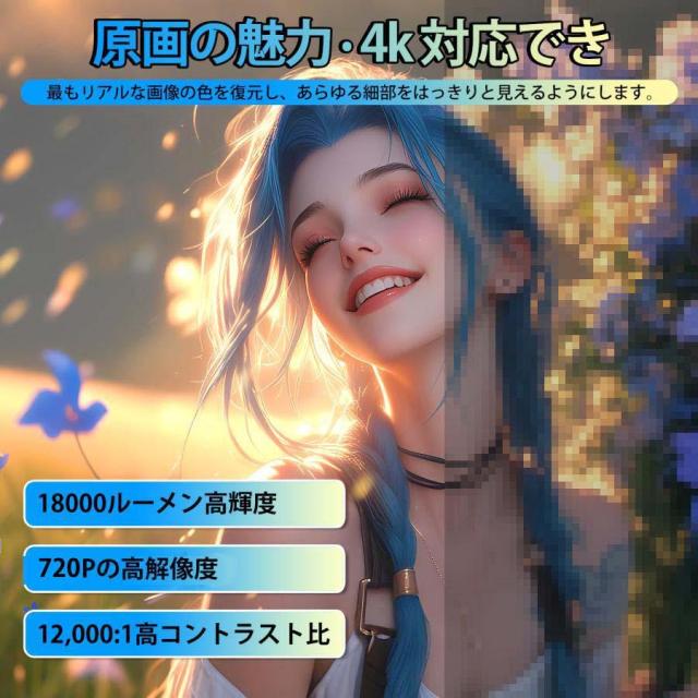 プロジェクター 家庭用 小型 1080P＆4K対応 Bluetooth5.4 HiFi 18000LM Wi-Fi6 スマホ対応 自動台形補正 操作簡単 IOS/Android_4