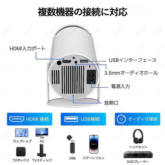 プロジェクター 軽量 本体 家庭用 天井投影 小型 270度回転 Android TV11 自動台形補正 スピーカー内蔵 短距離 HDMI リモコン 一人暮らし ホームシアター 静音_17