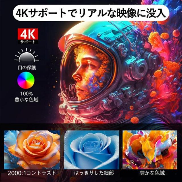 プロジェクター 軽量 本体 家庭用 天井投影 小型 270度回転 Android TV11 自動台形補正 スピーカー内蔵 短距離 HDMI リモコン 一人暮らし ホームシアター 静音_7