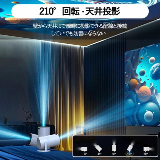 プロジェクター 軽量 本体 家庭用 天井投影 小型 270度回転 Android TV11 自動台形補正 スピーカー内蔵 短距離 HDMI リモコン 一人暮らし ホームシアター 静音_8