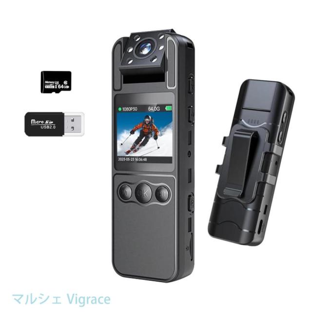 ボディカメラ 【真の1080Pビデオ/ノイズ低減録画/48MP撮影】 小型カメラ アクション ウェアラブル 1.4インチLCDスクリーン 180°回転レンズ_10