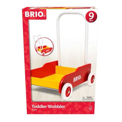 BRIO (ブリオ) 手押し車 レッド 対象年齢 9か月~(カタカタ ワゴントイ 木製 おもちゃ 知育玩具 歩行練習) 31350