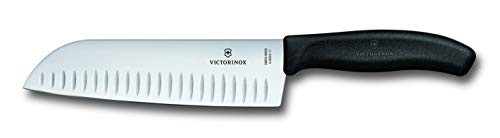 VICTORINOX(ビクトリノックス) 三徳包丁 溝付 17cm ブラック スイス