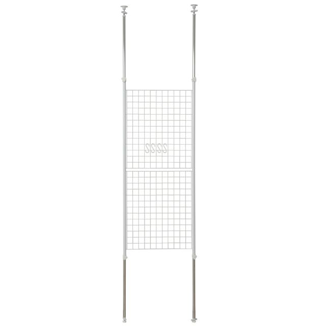 山善 突っ張り パーテーション (ワイヤータイプ) 幅60×奥行5×高さ166.5-295.5cm (フック4個付き) 壁掛け 収納 壁面収納 天井 間仕切の通販は