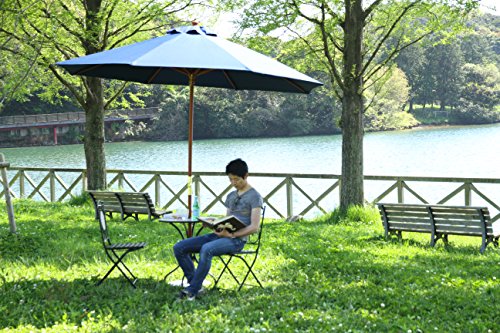 不二貿易 木製パラソル 幅250×奥行250×高さ254？ ネイビー クランク式 直径270cm 60155の通販は