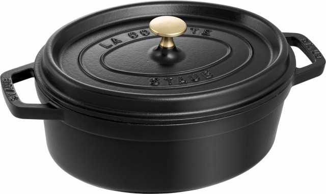 staub ストウブ 「 ピコ ココット オーバル ブラック 27cm 」 大きい 両手 鋳物 ホーロー 鍋 IH対応 【日本正規販売品】 La Cocotte Oval