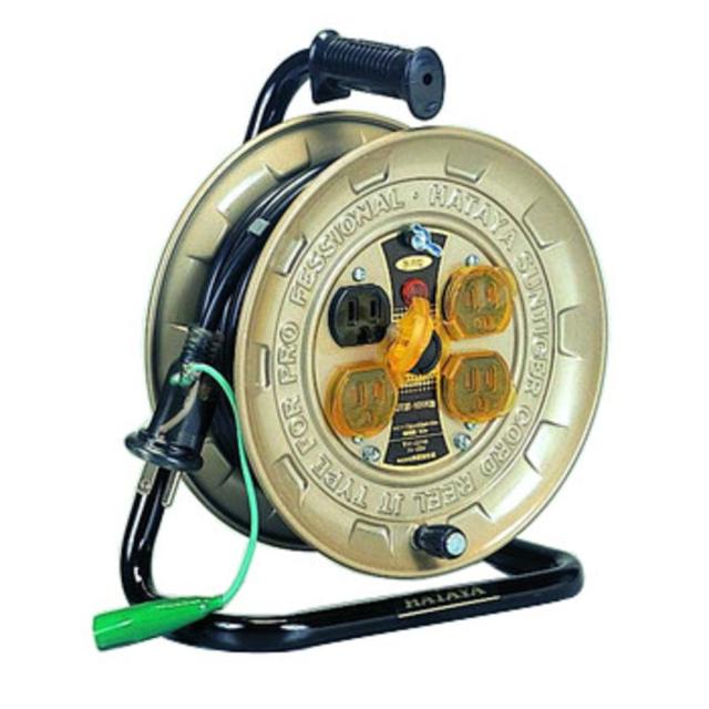 ハタヤ (HATAYA) コードリール 小型 コンパクト 屋内用 100V型 コード10m 太さ2.0？ 標準型 接地付 コンセント4個 コンセント防塵シャッタ