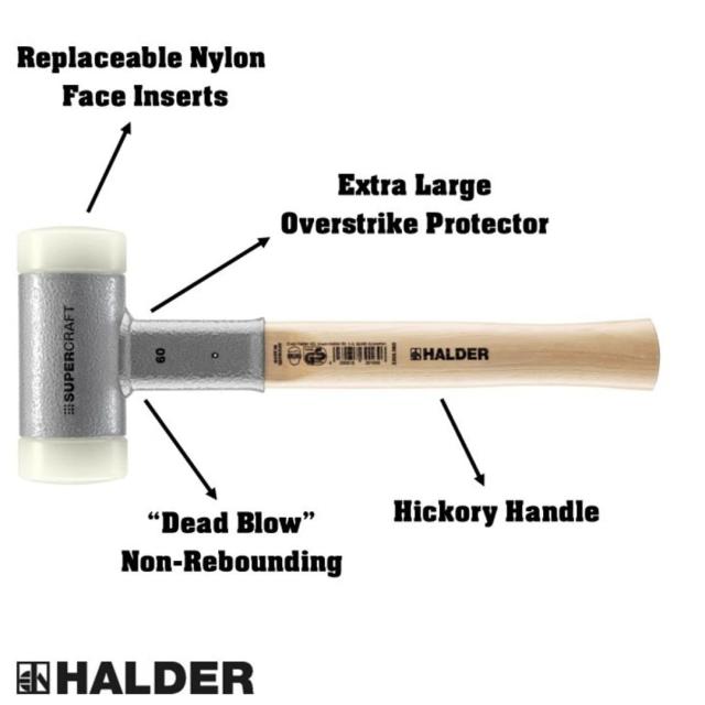 ロームヘルド・ハルダー ハルダー (HALDER) ショックレス 無反動 スーパークラフト ハンマー ヒッコリー製ハンドル ナイロン ( 白 ) 径60