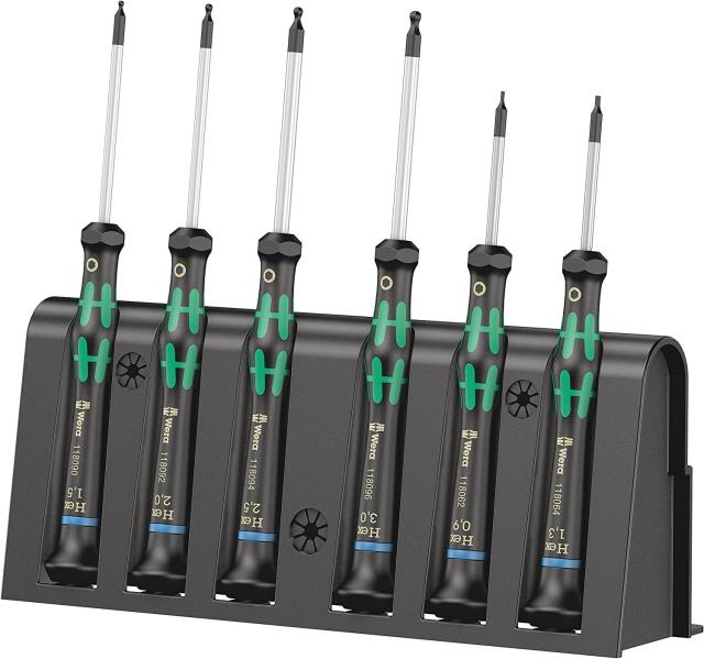 WERA ヴェラ 6本組 精密用いじり止めトルクスドライバーセット ラック付 118156