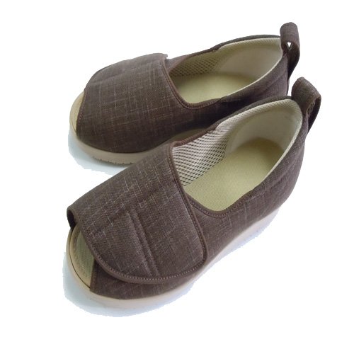 徳武産業 介護シューズ あゆみ オープン和 なごみ 施設・院内用 茶 5Lサイズ(27.0~27.5cm) 足囲3E 両足