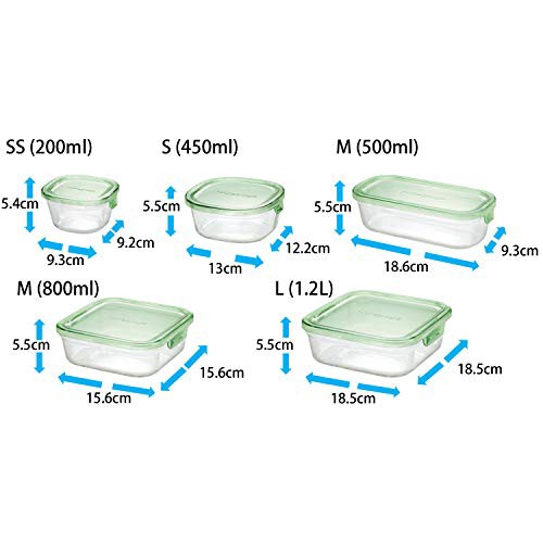 iwaki(イワキ) 耐熱ガラス 保存容器 グリーン 角型 S 450ml ごはん 1膳 パック ＆ レンジ KC3240N-G｜au PAY  マーケット