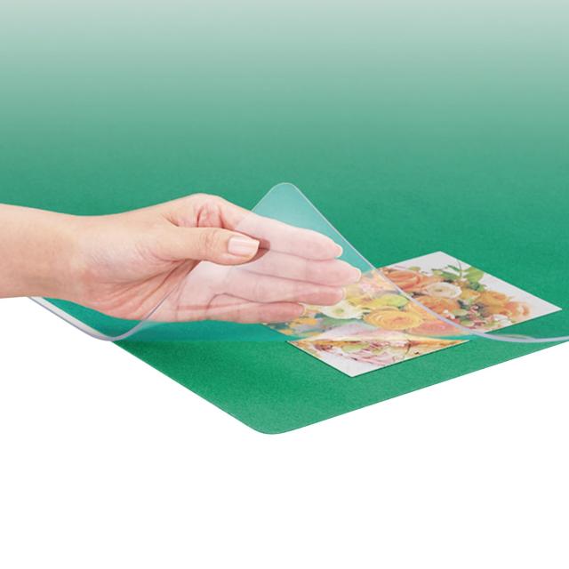 プラス デスクマット 下敷付 サイズ 多数 光沢 インクが移りにくい 2.5mm厚 厚手 1045×715mm 透明+グリーン 5号 40-997