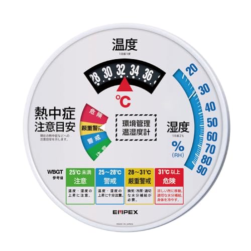 環境管理温・湿度計熱中症注意 防雨型