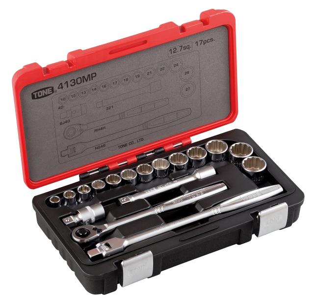 トネ(TONE) ソケットレンチセット 4130MP 差込角12.7mm(1/2”) レッド 