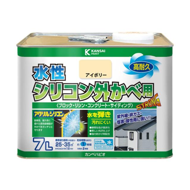 カンペハピオ えの具 塗 料 水溶性 つやあり 外壁用 高耐久 防菌類剤入り口・入口 速乾燥状態 水溶性ケイ素樹脂外かべ用 象牙色 ー 7L 日本製 0042765007107