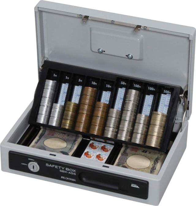 アイリスオーヤマ 金庫 手提げ金庫 A5 スリム ダブルトレー SBX-A5S グレーの通販は