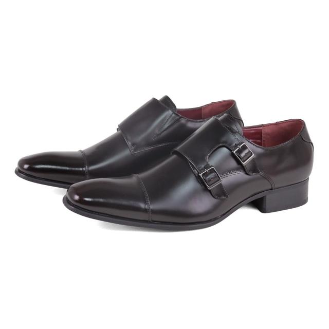 サラバンド スクエアトゥダブルモンクカウレザードレスシューズ/7773 7773 メンズ ダークブラウン 28.0 cm 3E