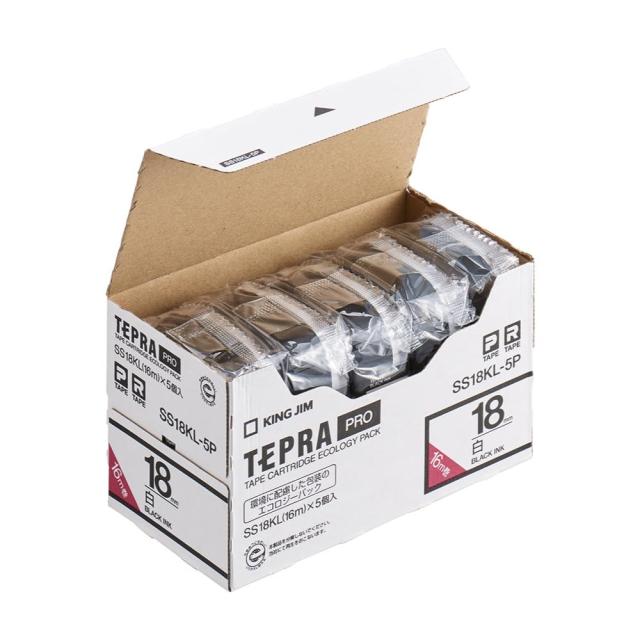 キングジム テープカート リッジ テプラPRO SS18KL-5P 18mm 5個 白 ロングタイプ