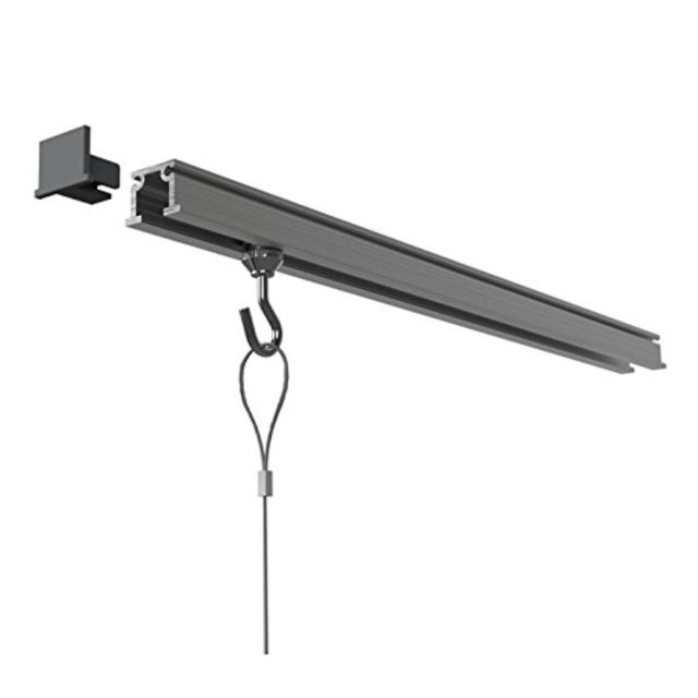 福井金属工芸 C型ピクチャーレールセット 幅100cm シルバー 天井用 額 絵画展示 先付け後付け対応 必要なパーツ全てセット 3353