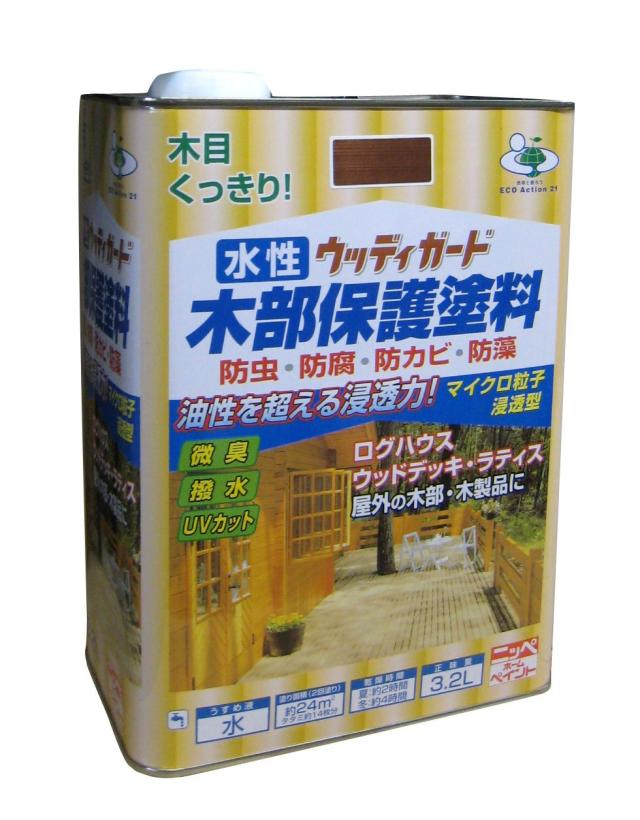 ニッペ ペンキ 塗 料 水性ウッディガード 3.2L シルバーグレー 水性 屋外 ステイン 日本製 4976124533068