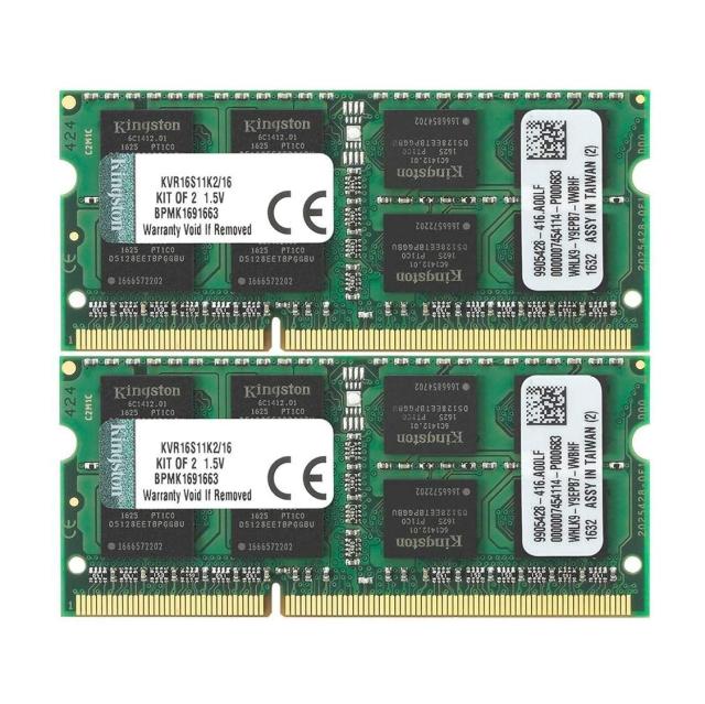 キングストン Kingston ノート PCメモリ DDR3-1600 (PC3-12800) 8GBx2枚 CL11 1.5V Non-ECC SO-DIMM 204pin KVR16S11K2/16の通販は 16,277円