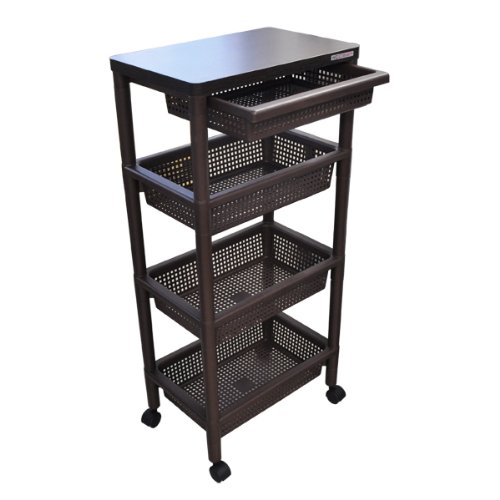 ウッドテーブルワゴンＷＴＷ−４ＨＳ 引き出しバスケット付 BRの通販は 4,653円