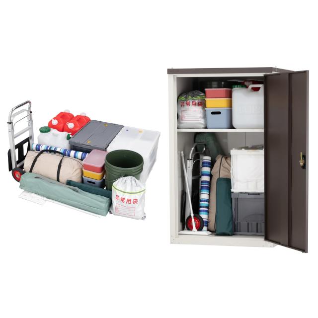 グリーンライフ 物置 収納庫 屋外 大型タイヤ4本まで収納可能 棚板1枚