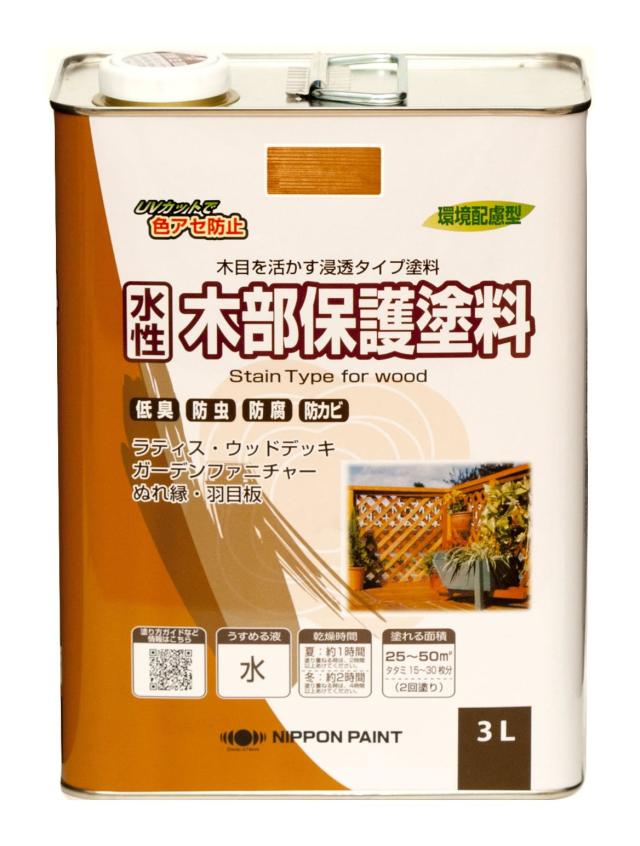 ニッペ ペンキ 塗 料 水性木部保護塗 料 3L ライトオーク 水性 屋外 ステイン 日本製 4976124544545
