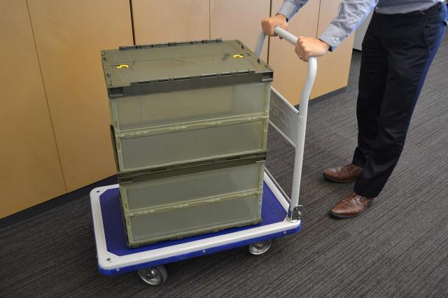 TRUSCO(トラスコ) ドンキーカート 折りたたみ式740×480 ピン式固定車ストッパー付き 101NKB 台車 軽量 トラスコ TRUSCO プレス製台車 ドンキーカート 折りたたみ式ワイド