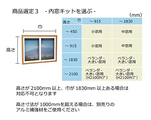 二重窓・簡易内窓(省エネ・冷暖房効果大幅アップ) 大窓用セット(内窓内