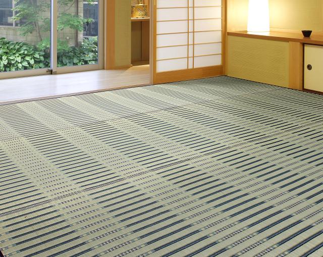 江戸間 掛川織り 花ござ ブルー 8畳 81832380