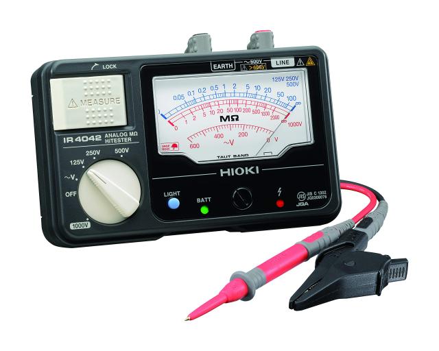 HIOKI (日置電機) 絶縁抵抗計 IR4042-10 アナログメグオームハイテスタ テストリード L9787 付属品 JIS認証 日本製 定格 4レンジ DC 125V