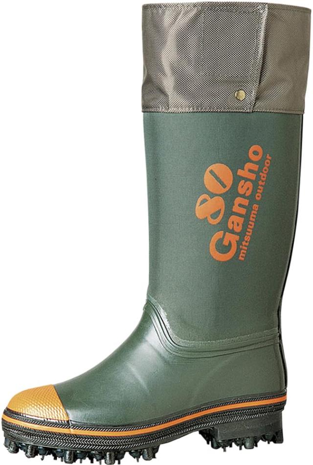 ミツウマ 長靴 岩礁80型NS 日本製 防水 防寒 防滑 アウトドア 林業 登山 スパ イクピン付き 濃グリーンの通販は