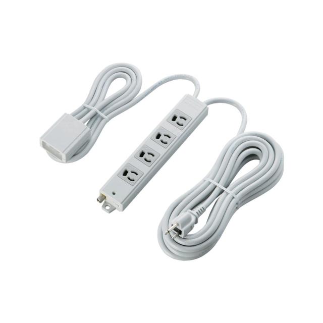 エレコム 電源タップ 手元スイッチ付き 抜け止めコンセント 4個口 3Pプラグ 5m グレー T-WRMT3450LG/RS