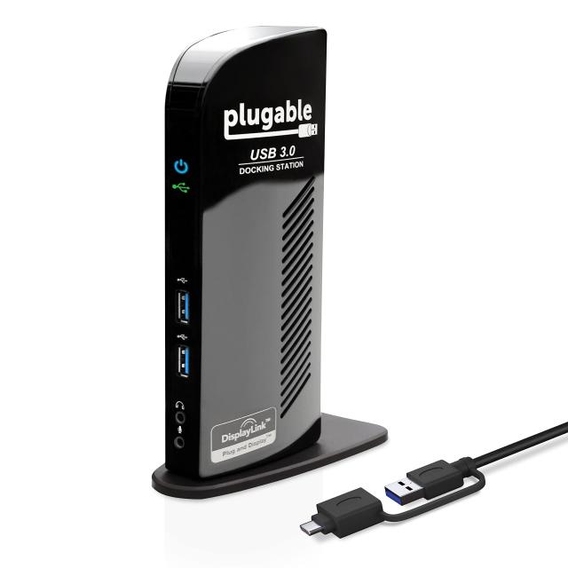 Plugable USB3.0 / USB-C 用ドッキングステーション 縦置き Windows および Mac 用 - デュアルモニター HDMI DVI VGA ポート ギガビット の通販は