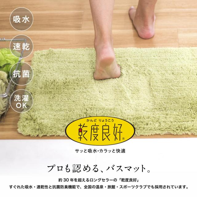オカ(OKA) 乾度良好 Dナチュレ バスマット 約70×100cm グリーン ( お風呂マット 大判 浴室 おしゃれ 洗面所 足ふきマット 抗菌 防臭 )_1