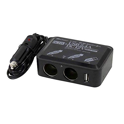 メルテック 車載用 DCDCコンバーター デコデコ 2way(USB＆アクセサリーソケット) DC24V ソケット2口5A・USB1口2.4A アクセサリーソケット