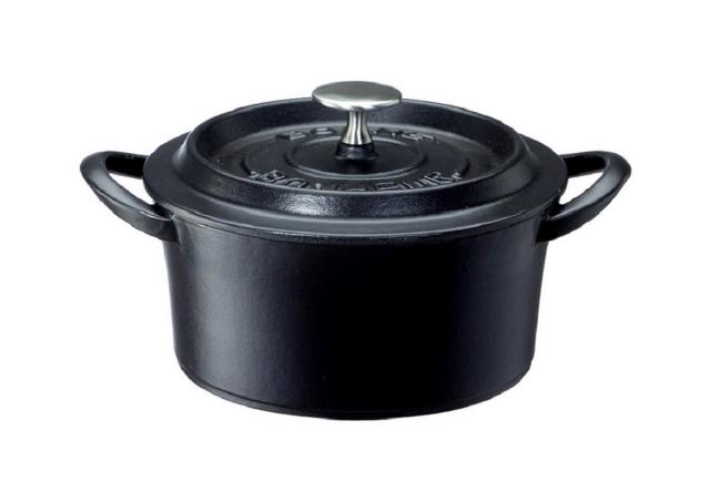 イシガキ 両手鍋 鉄鋳物 ボン・ボネール ココット ガス火 IH 兼用 ブラック 15cm