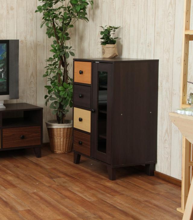 不二貿易 キャビネット リビング収納 4段 幅59×奥行39×高さ89cm