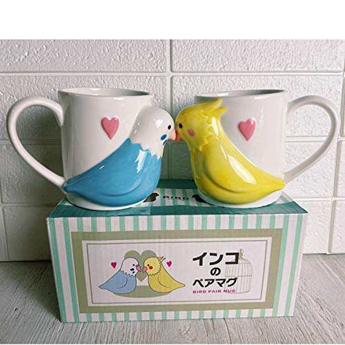 サンアート かわいい食器 セキセイインコ 磁器 マグカップ ペア 270ml