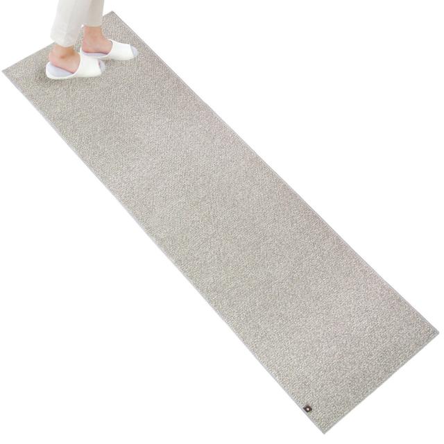 オカ(OKA) PLYS base (プリスベイス) キッチンマット 約 60 cm × 240 cm グレー (日本製 洗える モダン シンプル 滑り止め)