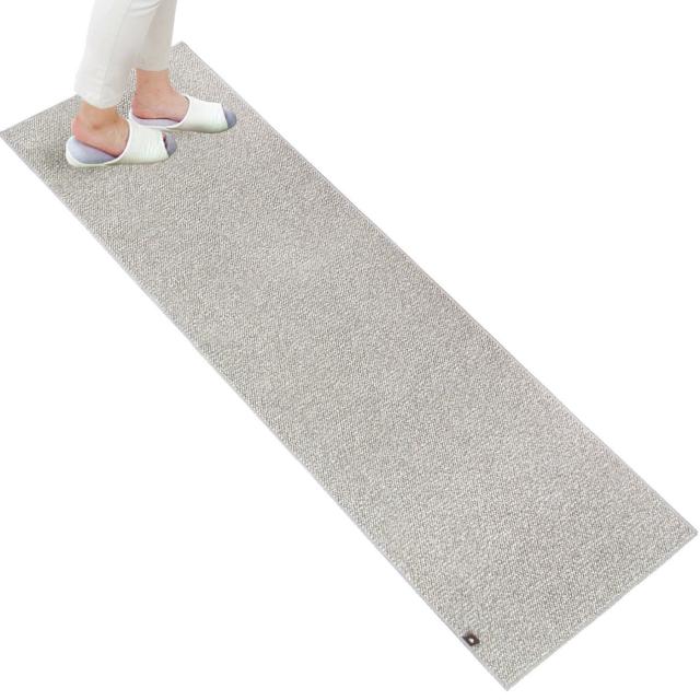 オカ(OKA) PLYS base (プリスベイス) キッチンマット 約 60 cm × 180 cm グレー (日本製 洗える モダン シンプル 滑り止め)