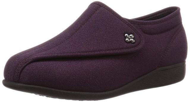 快歩主義 介護シューズ 軽量 転倒予防 リハビリ 幅広3E KHS L011 レディース パープルラメ 24.5 cm 3E