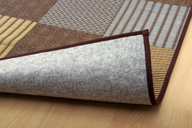 イケヒコ い草花ござカーペット DX京刺子 ブラウン 261×261cm・江戸間4.5畳 4114304_4