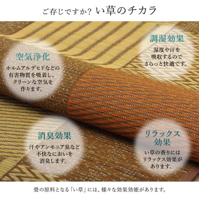 イケヒコ い草花ござカーペット DX京刺子 ブラウン 261×261cm・江戸間4.5畳 4114304_6