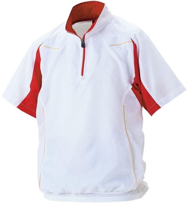 ZETT(ゼット) 野球 ハーフジップジャンパー (半袖・ハーフジップ) BOV515H ホワイト/レッド M