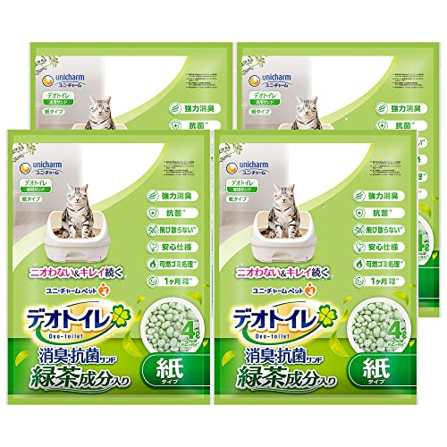 デオトイレ 1週間消臭・抗菌 飛散らない緑茶成分入り・消臭サンド 4L×4個入り 【ケース販売】 グリーンティーの通販は 5,889円