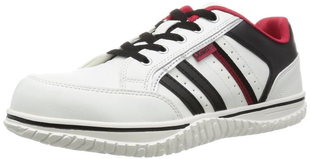 ジーベック 安全靴 作業靴 85125 セフティ シューズ 薄底 ひもポケット 反射材 ホワイト 26.5cm