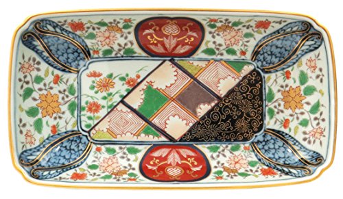 波佐見焼 林九郎窯 絢爛 古伊万里風 焼物皿 更紗草花紋 009622-580 ｜波佐見焼 林九郎窯 絢爛 古伊万里風 銘々皿 青海波地紋雪輪