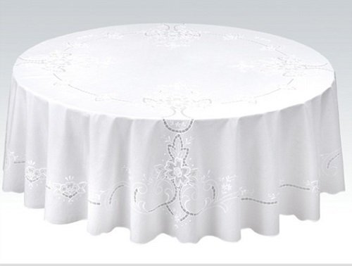 [送料無料]明和グラビア マイパールレーステーブルクロス メヌエットシリーズ 152cm丸 ホワイト